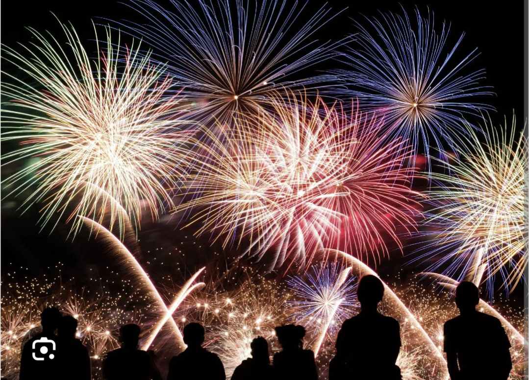 Fireworks display lighting up the night sky